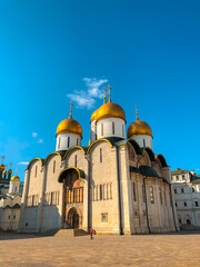 Fototapeta na wymiar Dormition or Assumption Cathedral on the Cathedral square of the Moscow Kremlin. Moscow, Russia.