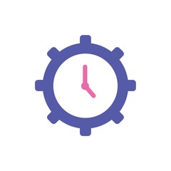 Gear clock purple outline vector illustration