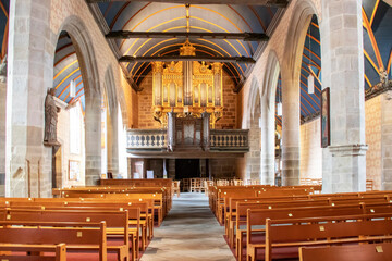 Fototapeta na wymiar Sizun. Chœur et orgue de l'église Saint-Suliau, Finistère, Bretagne 