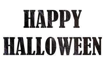 Happy Halloween - isolated black text with spiders web