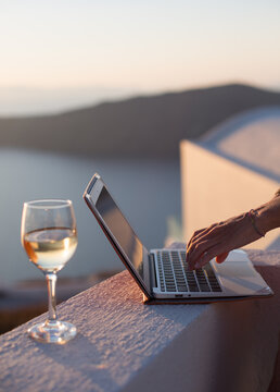 Woman using laptop