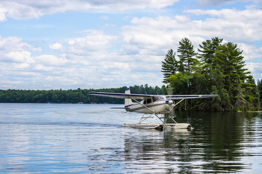 Sea Plane Travels along the water
