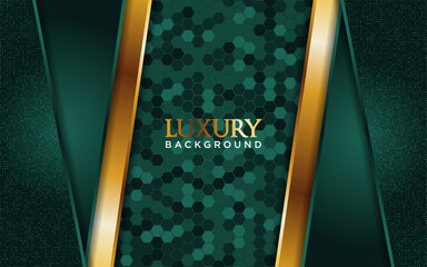 Luxury dark green background with golden line