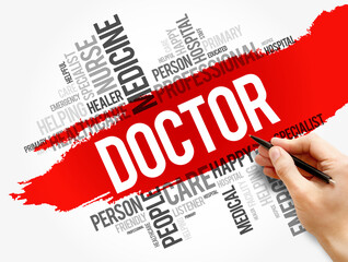 Doctor word cloud collage, health concept background
