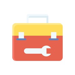 plumber icons related plumber tool box with wrench vector in flat style,