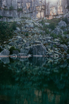 lake reflecting mountain