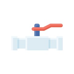 plumber icons related water pipe or pipe line with nuts and valve vector in flat style,