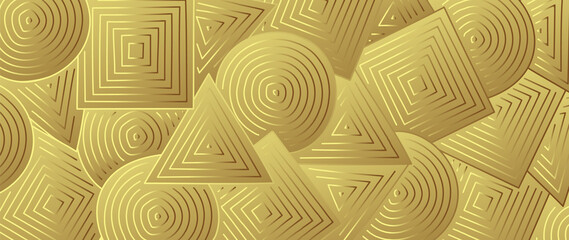 Luxury Gold line art wallpaper. Wall art background design for home decor, wallpaper, print, cover, website, packaging design. vector