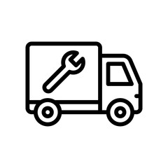 plumber icons related plumber van with wrench vector in lineal style,