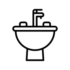plumber icons related wall hung sink with faucet vector in lineal style,