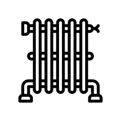 plumber icons related water radiator with water pipes vector in lineal style,