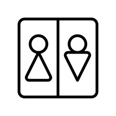 plumber icons related bathroom door male and female sign vector in lineal style,