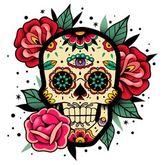 Mexican roses skull