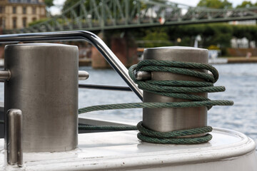 Obraz premium Mooring equipment on the river shore