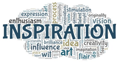 Inspiration vector illustration word cloud isolated on a white background.