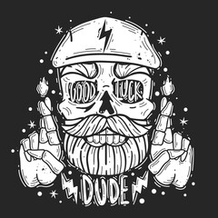 hipster skull dude illustration