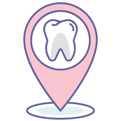 Dentist near me Concept, Dental Clinic GPS Location Ping Map Vector Colorful Icon Design