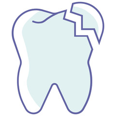 Caries Teeth Vector Colorful Icon Design, Cracked Tooth Concept 