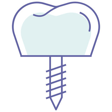 Teeth with Screw Design, Dental implants Concept, Single Crown Restoration Vector Icon Design 