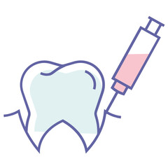 Lignocaine Injection with teeth, Dentistry anesthesia Colorful Concept, Dental Surgeon Vector Icon Design 
