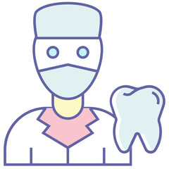 Dentist Avatar, Dental Surgeon Wearing Mask Vector Color Icon Design 