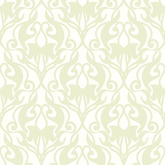Flower pattern. Seamless white and gray ornament. Graphic vector background. Ornament for fabric, wallpaper, packaging