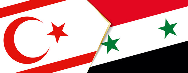 Northern Cyprus and Syria flags, two vector flags.