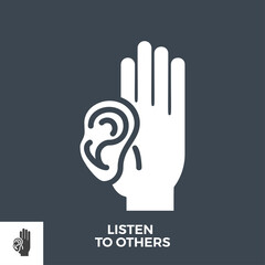 Listen to Others Glyph Vector Icon Isolated on the Black Background.