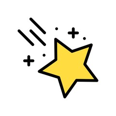 space or planet related star flying in air with plus signs vector with editable stroke,