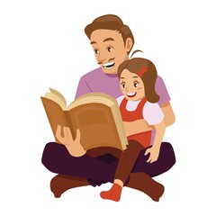 father reading to daughter