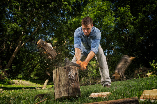 Man chopping wood