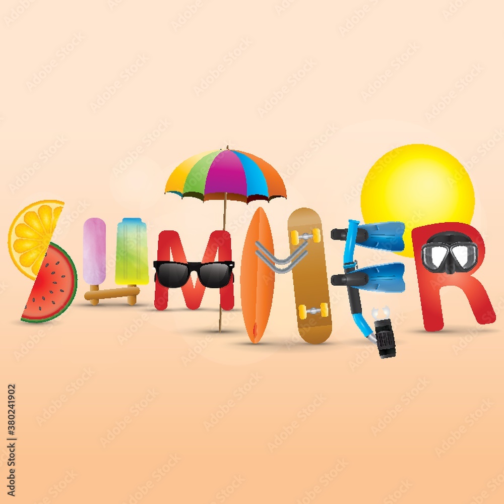 Wall mural summer lettering design