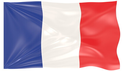 Detailed Illustration of a Waving Flag of France
