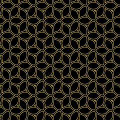 Seamless vector black and golden ornament. Modern background. Geometric modern pattern