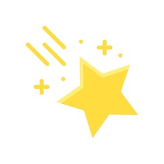 space or planet related star flying in air with plus signs vector in flat style,