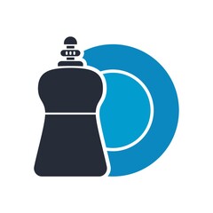 A clean plate and dishwasher detergent