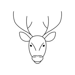 Fototapeta na wymiar Reindeer head outline icon. Christmas deer sign. Vector illustration.