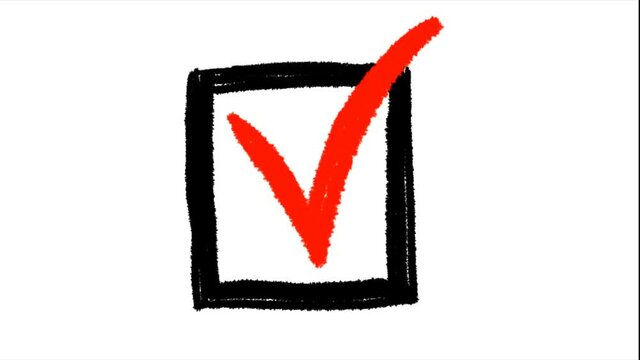 animation of check sign. Vote sign. Hand drawn frame by frame animation