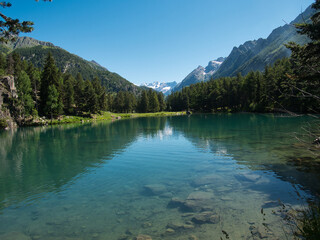Lexert Lake in the summer.  Aosta Valley, Italy.Municipality of Bionaz.