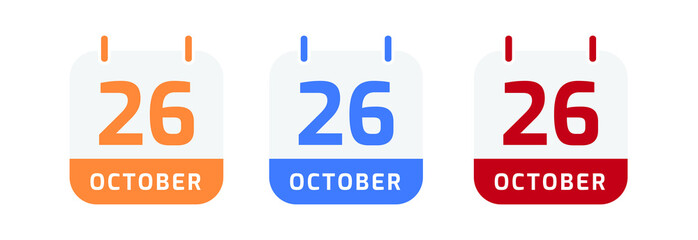 26 October calendar vector design