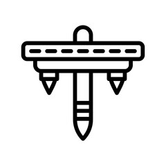 Obraz premium space related spaceship flying in air with fire and capsule vector in lineal style,