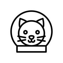space or planet related space animal cat face in glass globe vector in lineal style,