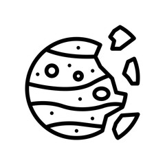 space or planet related broken in pieces mars planet with curved line vector in lineal style,