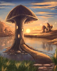 The mushroom tower at sunset
