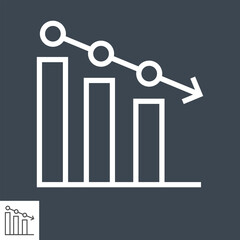 Bar Chart Icon. Bar Chart Related Vector Line Icon. Isolated on Black Background. Editable Stroke.