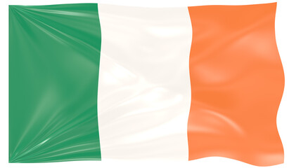 Detailed Illustration of a Waving Flag of Ireland