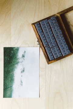 Mountain Photo Next to Rubber Stamps