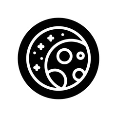 space related moon with space and circles, stars and moon vector in solid design,