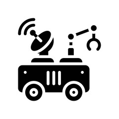 space related radar on space car or van with signal and stand vector in solid design,