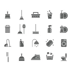Collection of cleaning supplies icons